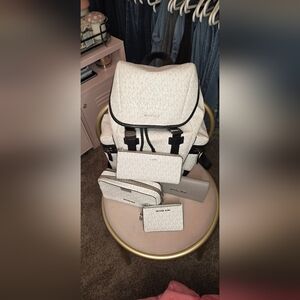 Michael Kors Cream Backpack and Wallet Collection